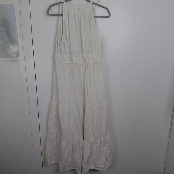 Old Navy Dress Womens L White Tiered Babydoll Beachy Travel Resort Vacation - Picture 2 of 9